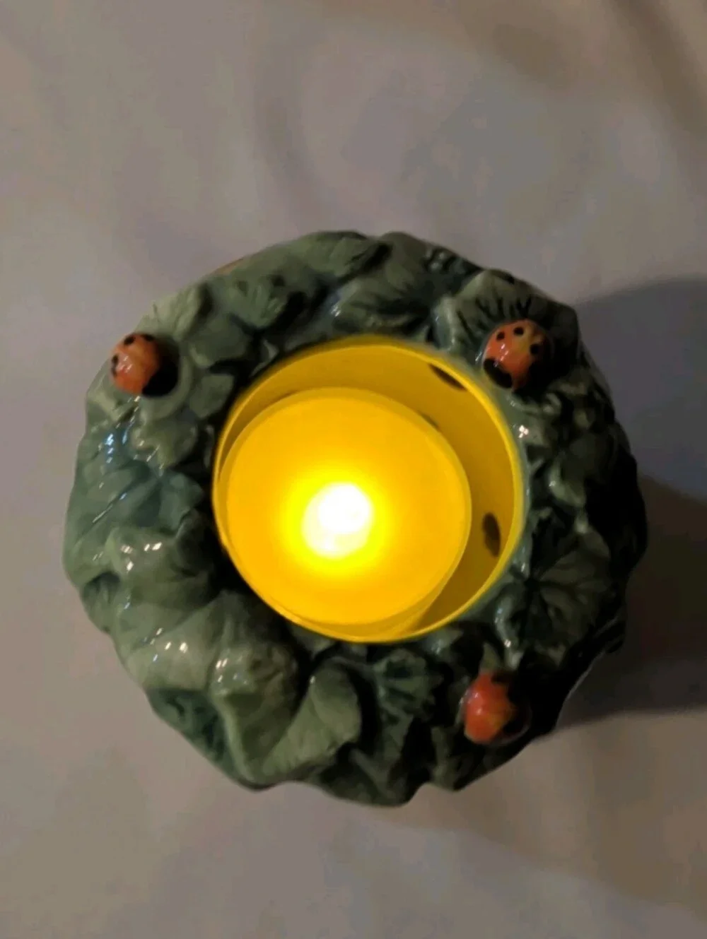 Candle Holder Votive Hallmark Marjolein Bastin Ladybug Porcelain 2 Piece 3 x 3
